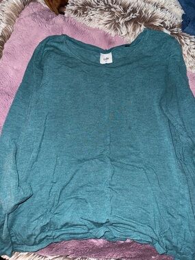 CAbi Green Long Sleeve V-Neck Tunic top